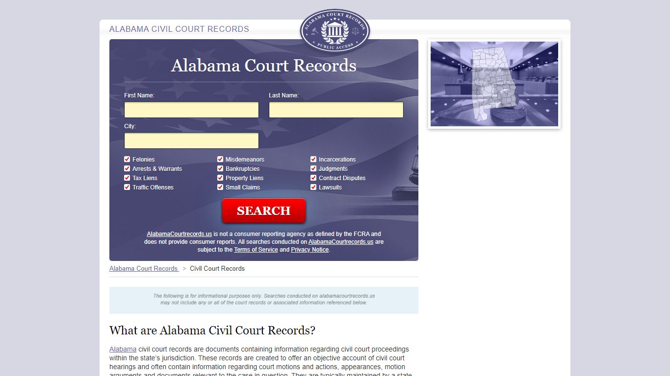 Alabama Civil Court Records | AlabamaCourtRecords.us